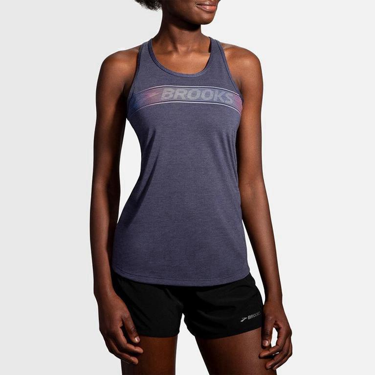 Brooks Distance Graphic Womens Running Tank Top - Grey - Philippines (168472LSO)